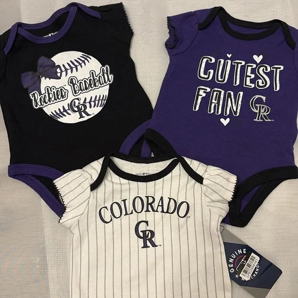 NEW [MLB] Colorado Rockies MLB Baby Girly Onesie Lot of 3x, Size 0/3 Months - Picture 2 of 7